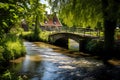 footbridge over canal or stream, creek or brook