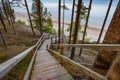 Footbridge over a dune at the beach in Latvia. Royalty Free Stock Photo