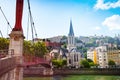 Footbridge leading to St. Georges church in Lyon Royalty Free Stock Photo