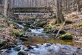 Footbridge Over a Wild Mountain Trout Stream Royalty Free Stock Photo