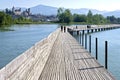 Footbridge of Pfaffikon over lake Zurich, Switzerland Royalty Free Stock Photo