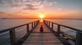 Footbridge sea beach meditation journey calm hormone Royalty Free Stock Photo
