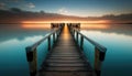 Footbridge sea beach , Meditation by the Sea at Sunset Royalty Free Stock Photo
