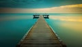 Footbridge sea beach , Meditation by the Sea at Sunset Royalty Free Stock Photo