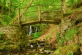 Footbridge and Wharnley Burn Falls Royalty Free Stock Photo