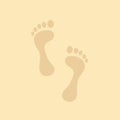 Footmark footprint on sand background Royalty Free Stock Photo