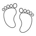 Footmark icon cartoon in black and white