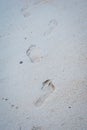 Footmark on the Sand on Beach. Royalty Free Stock Photo