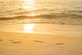 Footmark in a Sand on the Beach at Phuket Thailand Royalty Free Stock Photo