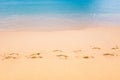 Footmark in the Sand on Beach at Thailand Royalty Free Stock Photo