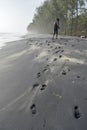 Footmarks of a man at beach Royalty Free Stock Photo