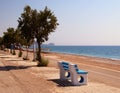 Footpath along the sea, Afandou beach, Mediterranean Sea, Rhodes, Greece Royalty Free Stock Photo