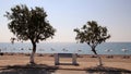 Footpath along the sea, Afandou beach, Mediterranean Sea, Rhodes, Greece Royalty Free Stock Photo