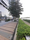 footpath along the waterfront in the suburbs of macau china on April 2021