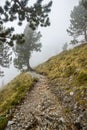 Footpath in Cloud E4 Mount Olympus Greece Royalty Free Stock Photo