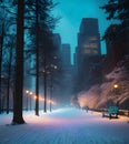 Footpath in a fabulous winter city park