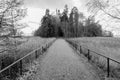 Footpath in Finland Ruissalo Island shot in black and white Royalty Free Stock Photo