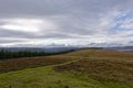 The Footpath between the flowering Heather along Tulloch Hill, close to the Airlie Monument between Glen Clova and Glen Prosen Royalty Free Stock Photo