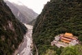 Looking down on Changuang Temple and Taroko Gorge, Taiwan Royalty Free Stock Photo