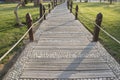 Footpath through landscaped gardens in grounds of a tropical hot Royalty Free Stock Photo