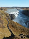 Footpath leading to Gullfoss Golden Waterfall in Iceland