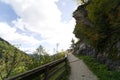 Footpath leading to a waterfall near city of Partschins, South Tirol, Italy