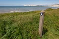 A footpath marker on the cliffs above Compton Bay, Isle of Wight