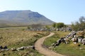 Footpath past limestone pavement to Ingleborough.