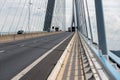 Footpath at Pont de Normandie, French bridge over river Seine Royalty Free Stock Photo