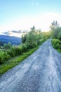 Footpath road at sunset in Hemsedal, Norway Royalty Free Stock Photo