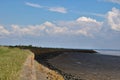 Sea wall at gold cliff withte tide comeing in