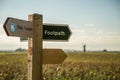 Footpath sign in a field