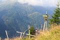 Footpath, signposts and mountain in the Alps, Austria Royalty Free Stock Photo