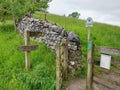 Footpath Signs and Gate in Stone Wall, Kettlewell, Wharfedale, Yorkshire Dales, England, UK
