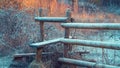 Footpath stile on a cold winters morning