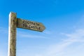 Footpath to Castle Sign Post in the Seaside Village of Tintagel on the South West Coast Path in Rural Cornwall, England, United Royalty Free Stock Photo