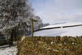 The footpath to Pinhaw Beacon - Snowy Winter Wonderland in Lothersdale, The Yorkshire Dales, North Yorkshire, England, UK Royalty Free Stock Photo