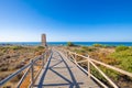 Footpath to Thieves Tower in Artola Natural Park next to Mediterranean Sea in Malaga