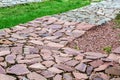 Footpaths made of natural rough stone. Royalty Free Stock Photo