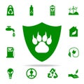 footprint of an animal in a shield green icon. greenpeace icons universal set for web and mobile Royalty Free Stock Photo