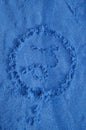 Footprint in blue sand Royalty Free Stock Photo