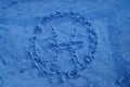 Footprint in blue sand Royalty Free Stock Photo