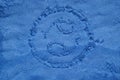 Footprint in blue sand Royalty Free Stock Photo