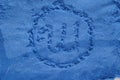 Footprint in blue sand Royalty Free Stock Photo