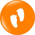 Footprint circle glossy web icon on white background