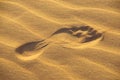 Footprint in the desert Royalty Free Stock Photo