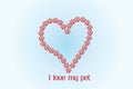 Footprint dog making a love heart logo Royalty Free Stock Photo