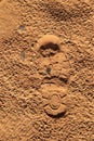 Footprint. Footprints man on the mud, sand soil. Track, Tracks, soil land