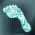 Footprint in the form of technological circuit. Electronic chip. Royalty Free Stock Photo