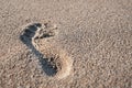 Footprint with golden sand. Beach and footstep Royalty Free Stock Photo